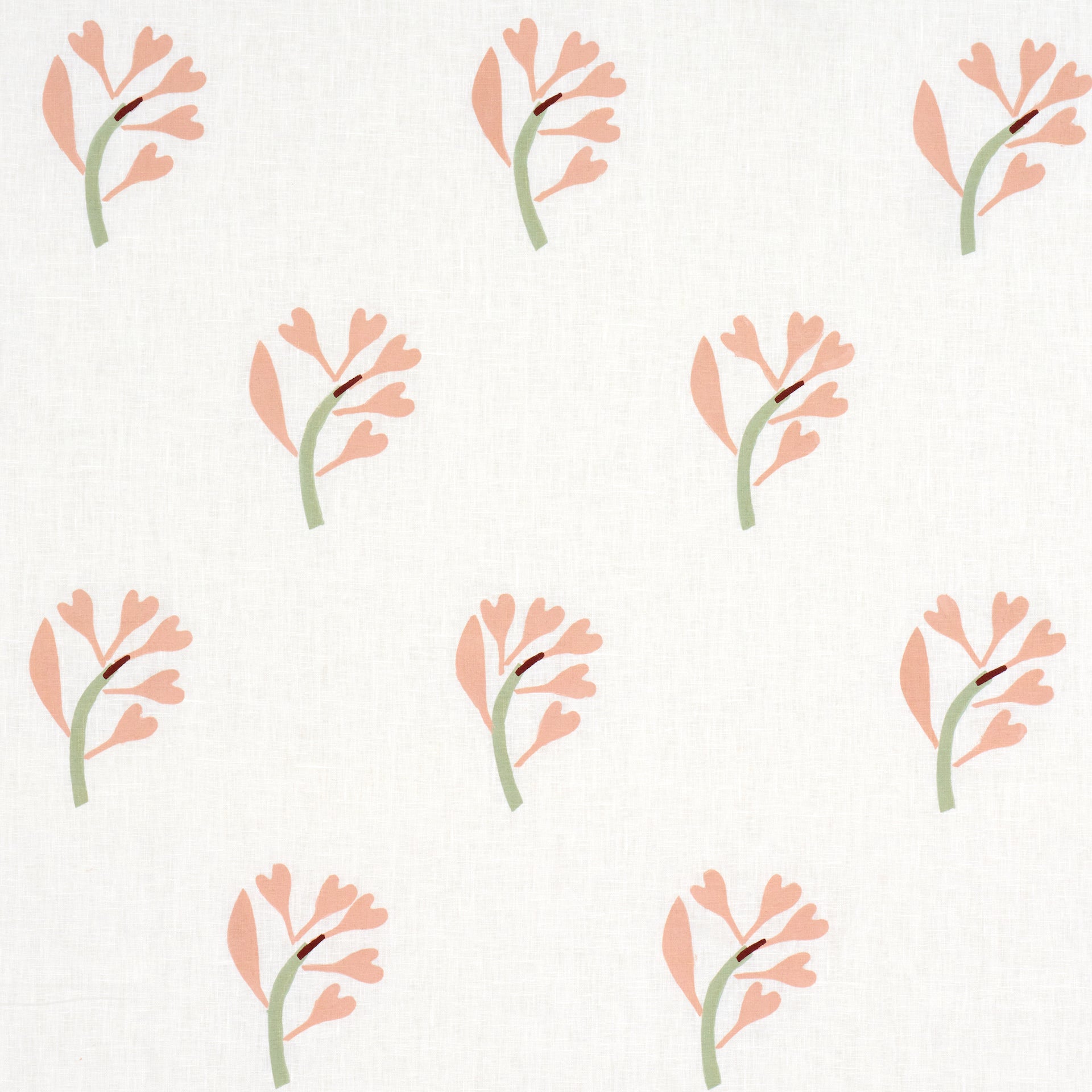 Ginkgo - Pink & Sage on White