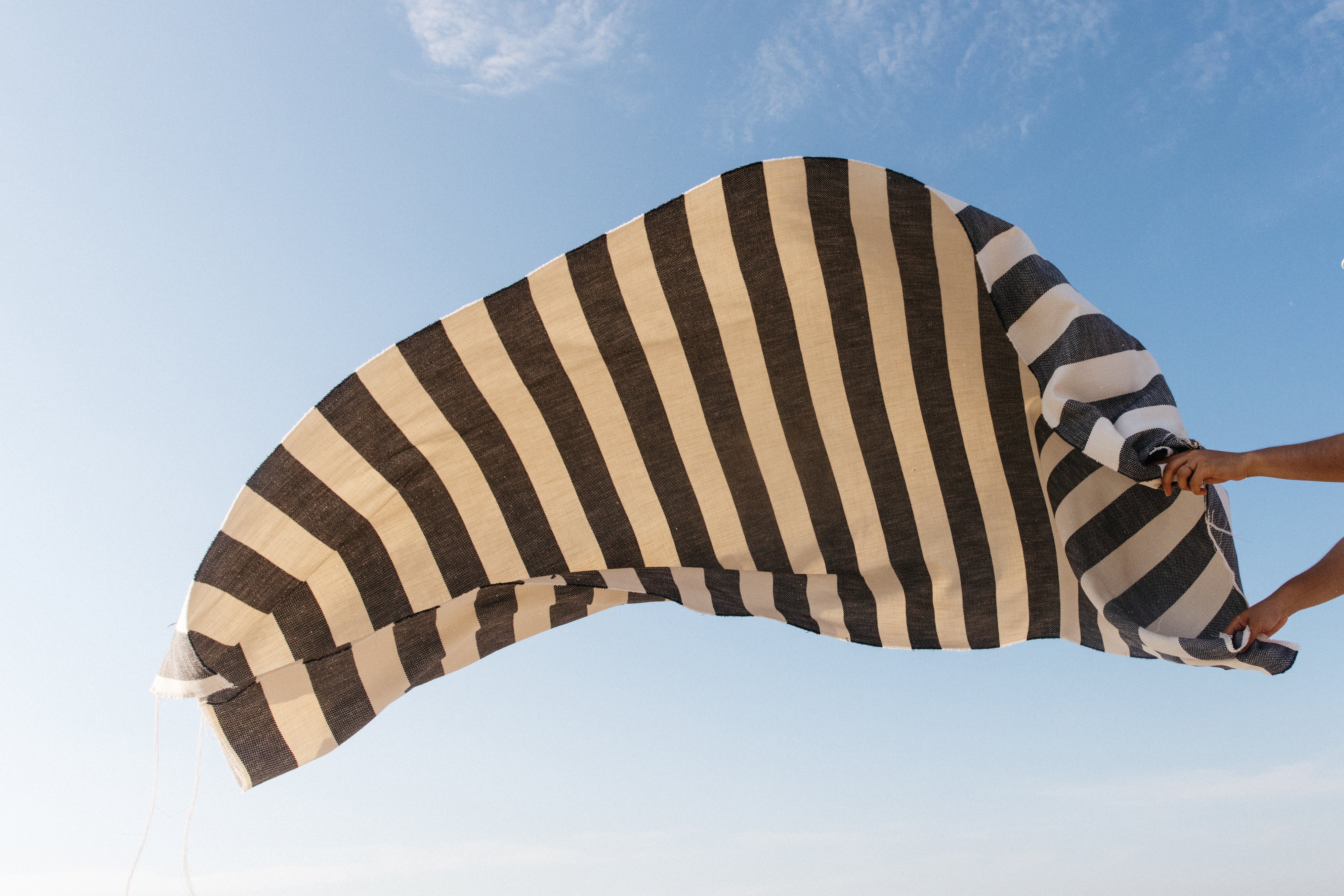Desert Wide Stripe Charcoal - Fabric By The Yard