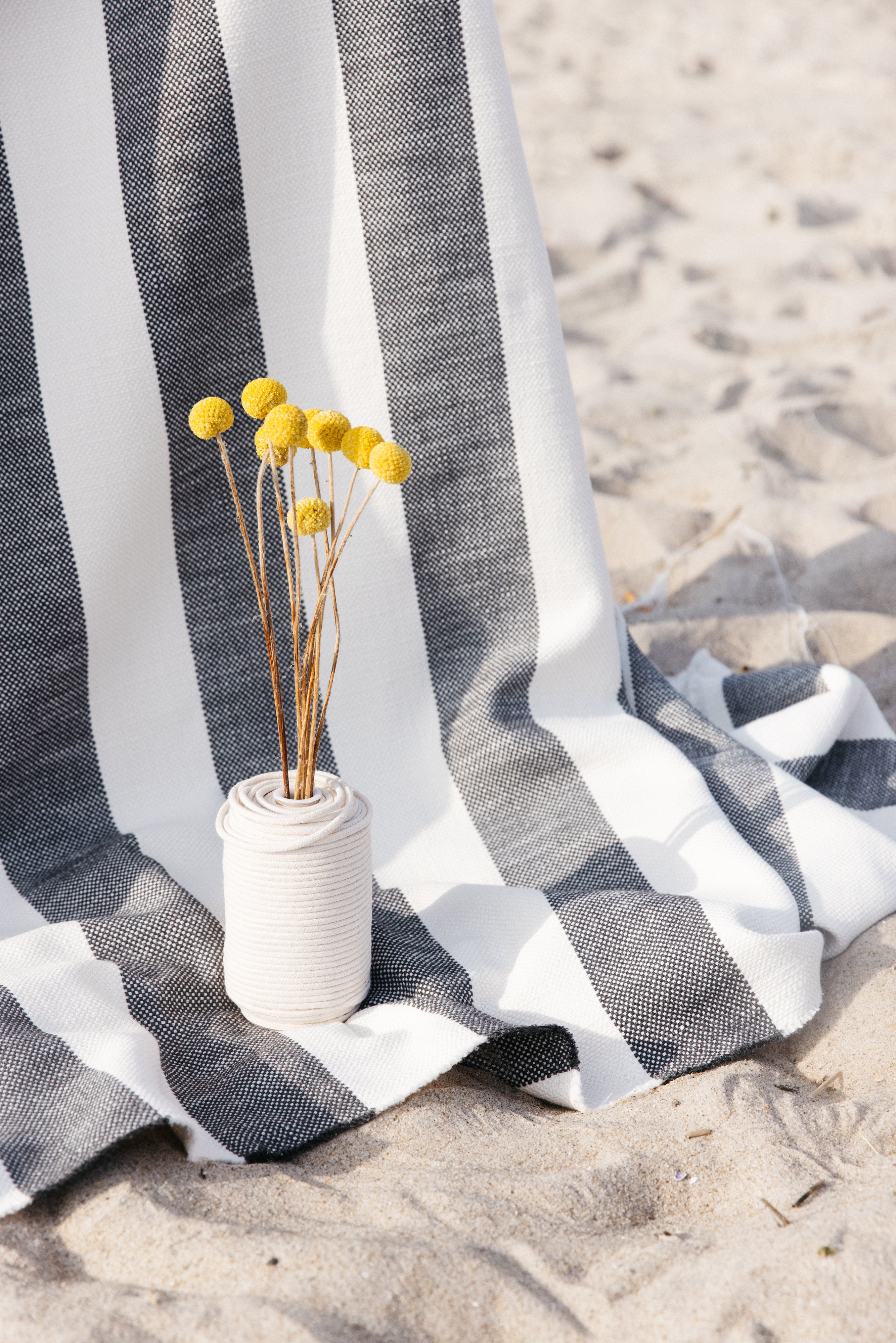 Desert Wide Stripe Charcoal - Fabric By The Yard