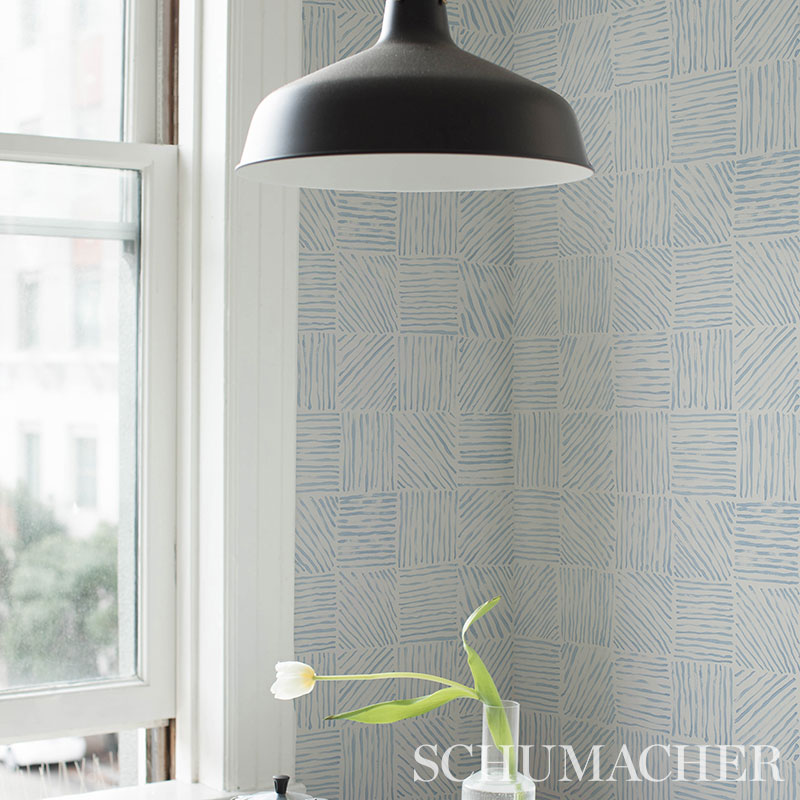 Katama Blue on Ivory - Wallpaper