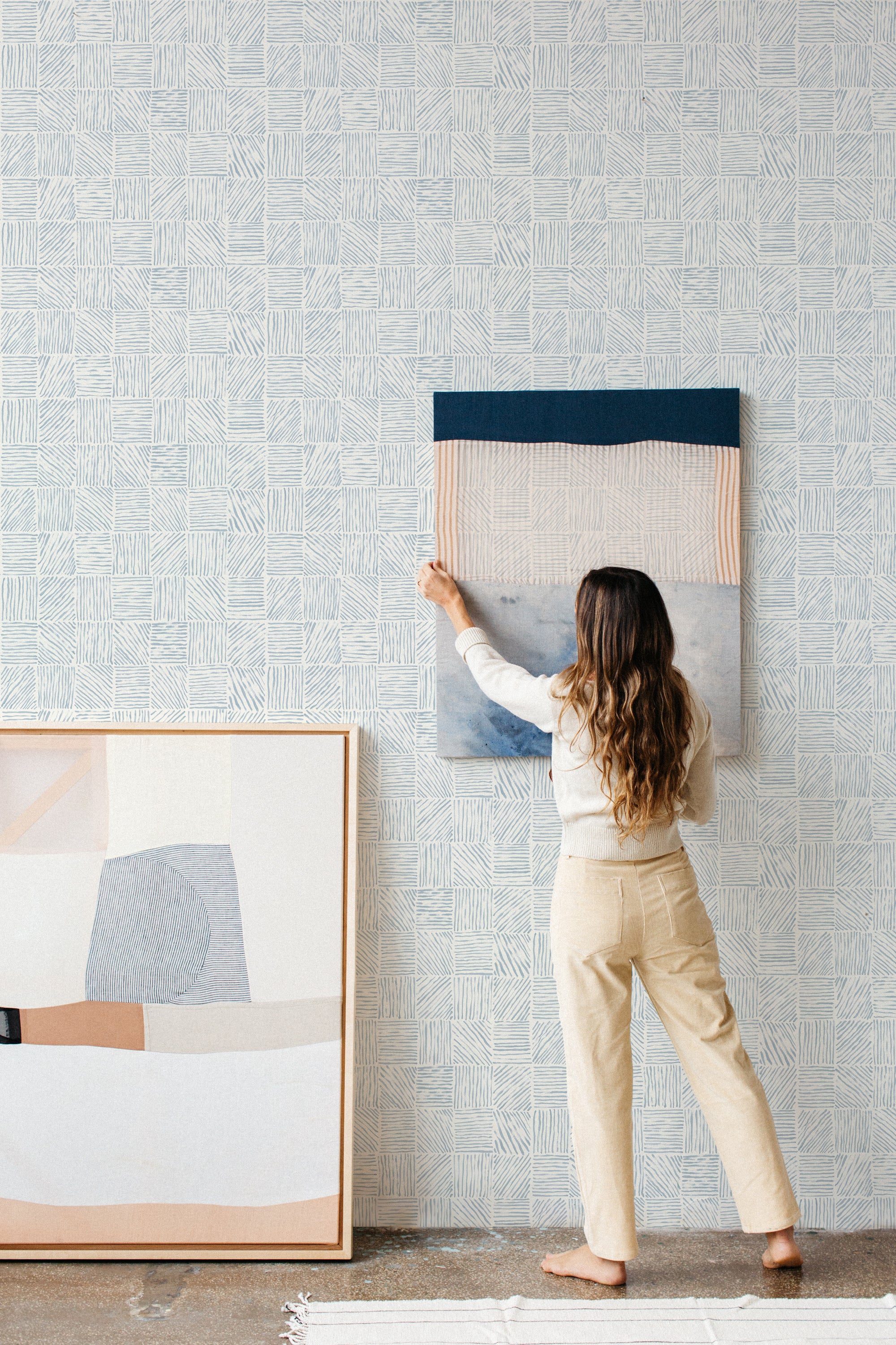 Katama Blue on Ivory - Wallpaper