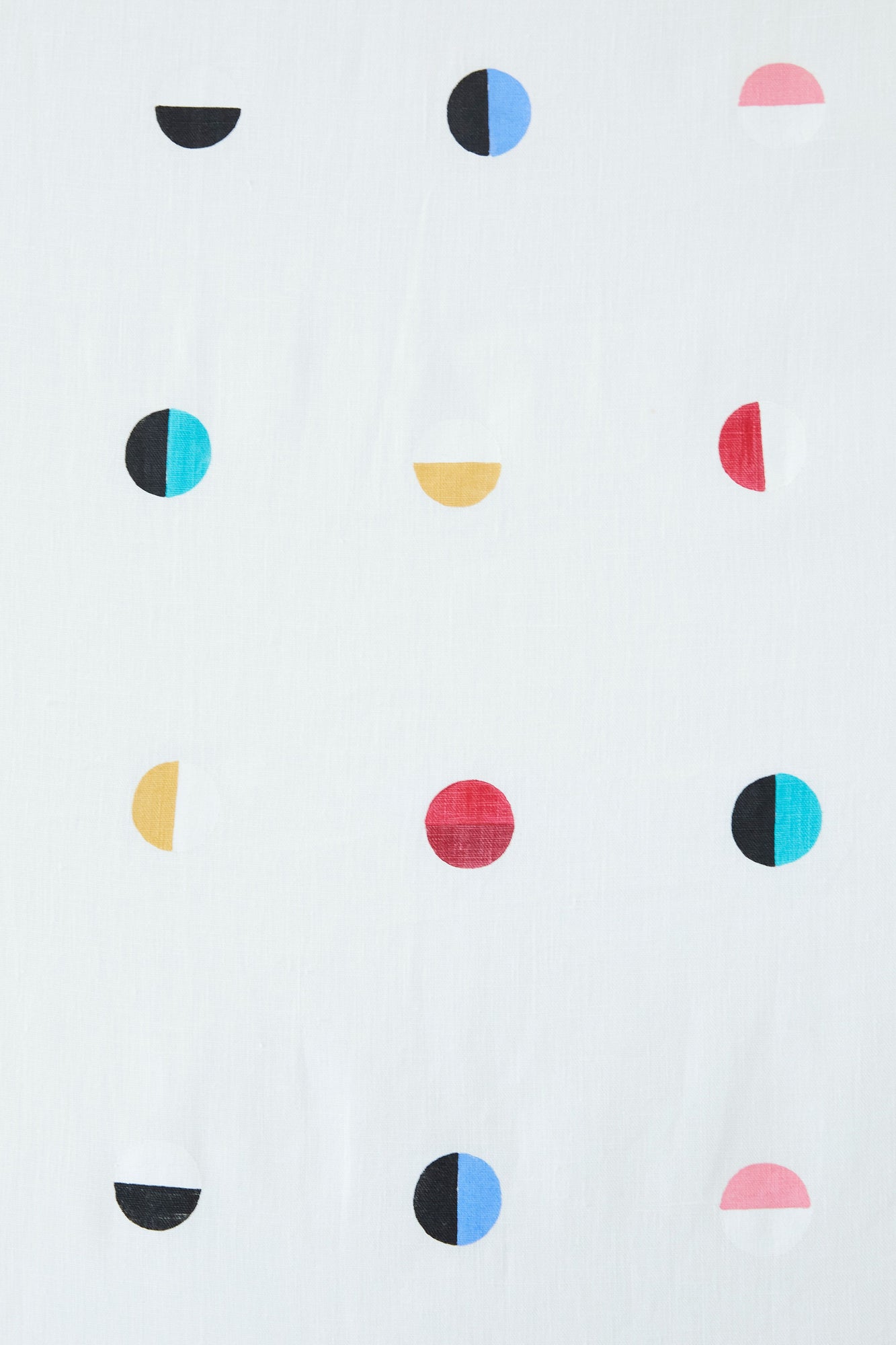 Natural Moons on White - Fabric By The Yard